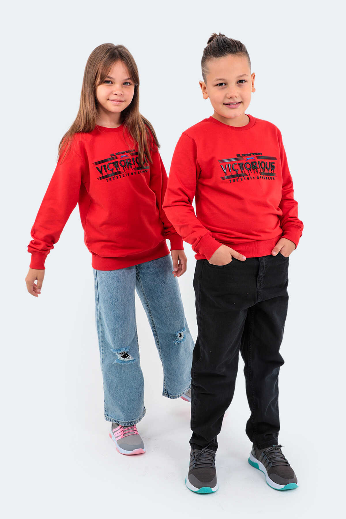 Slazenger - Slazenger DUNA IN Unisex Çocuk Sweatshirt Kırmızı