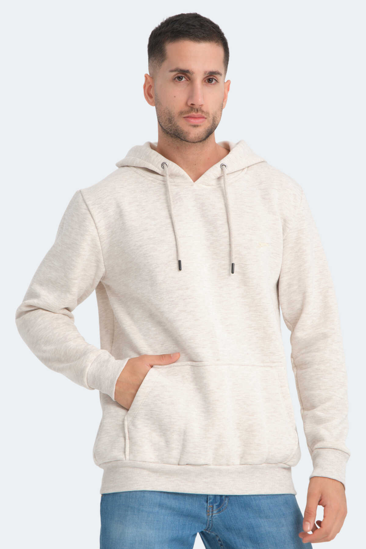 Slazenger - Slazenger KEANS IN Erkek Sweatshirt Bej / Gri