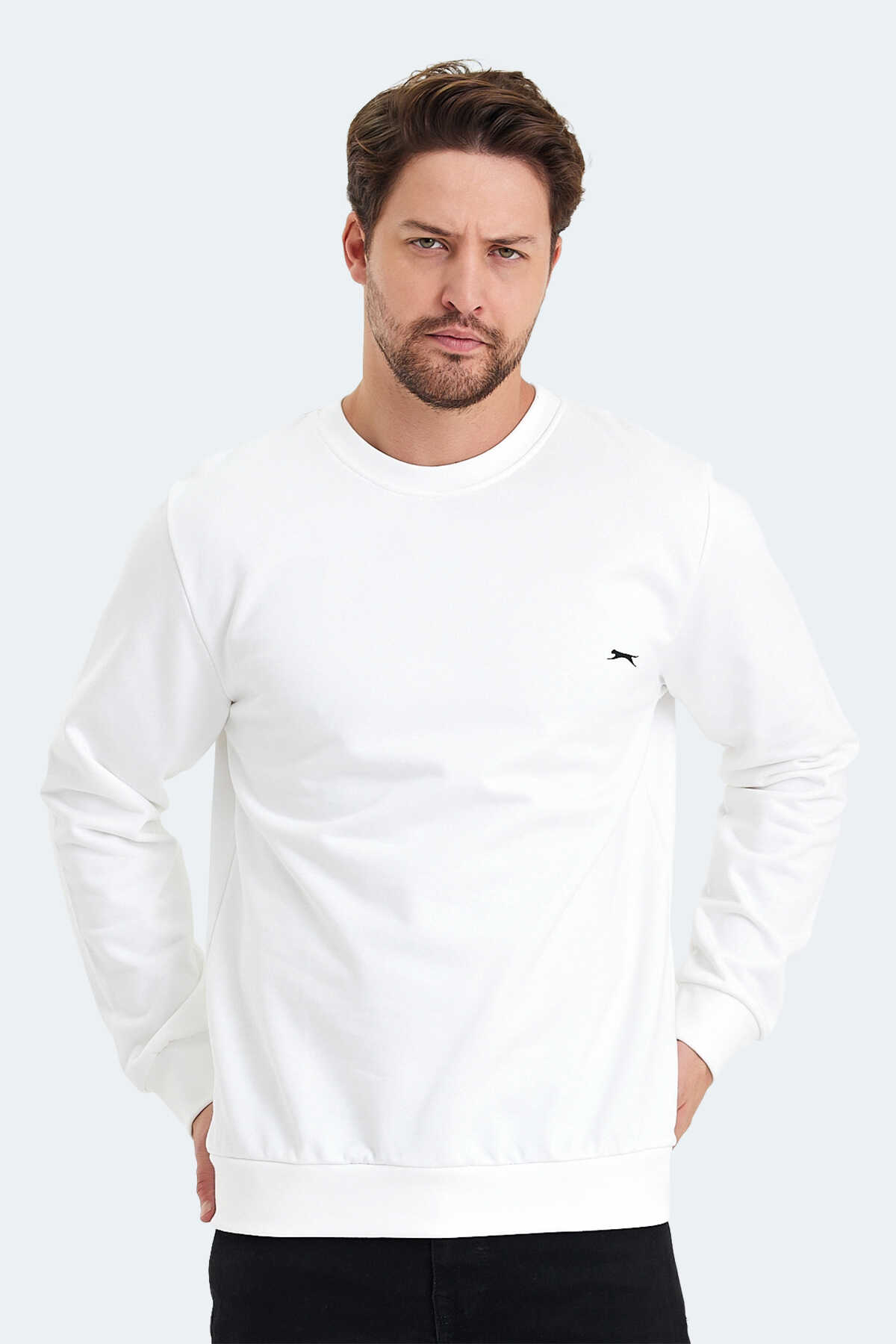 Slazenger - Slazenger KONNOR IN Erkek Sweatshirt Beyaz