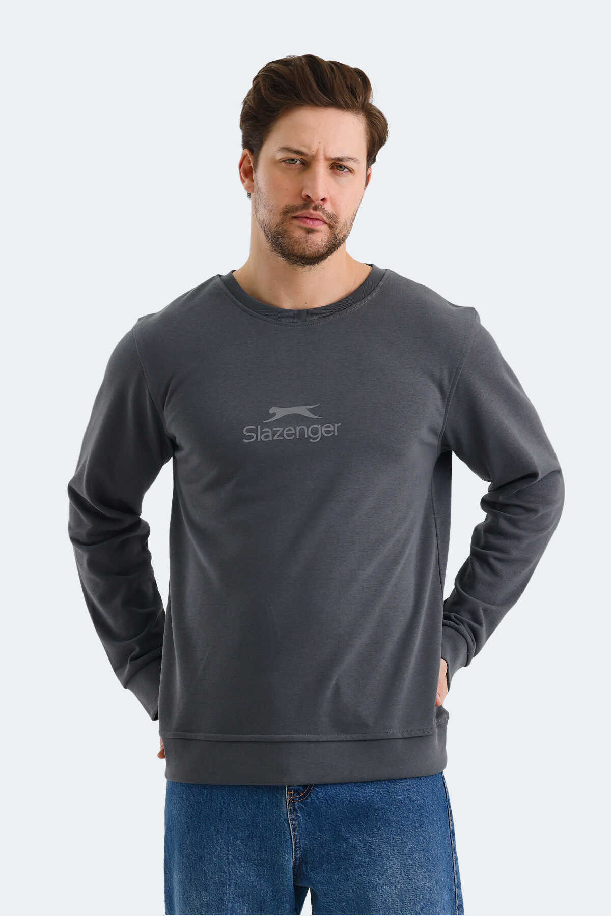 Slazenger - Slazenger ORTWIN Erkek Sweatshirt Koyu Gri