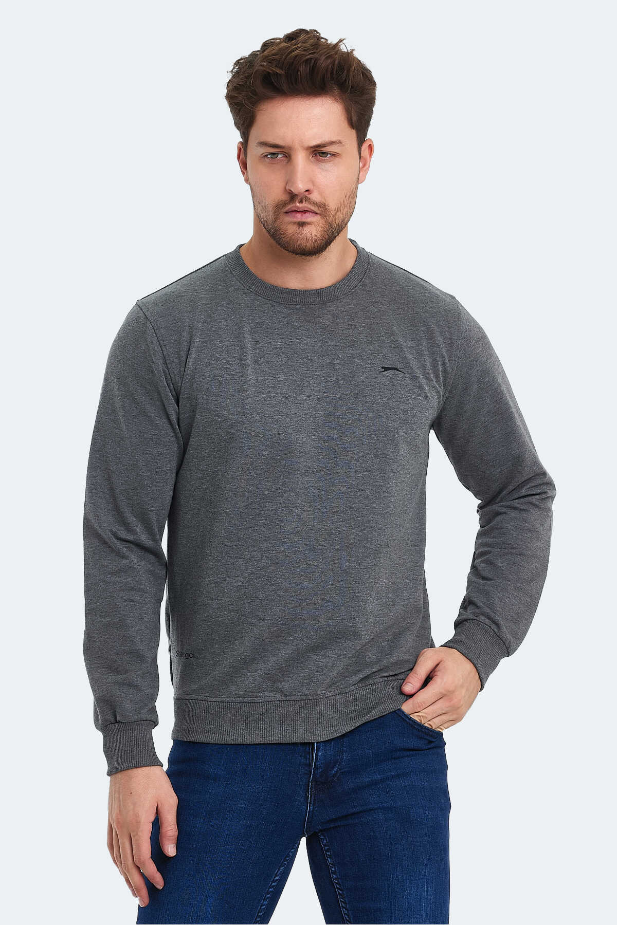 Slazenger - Slazenger ORVAR IN Erkek Sweatshirt Koyu Gri