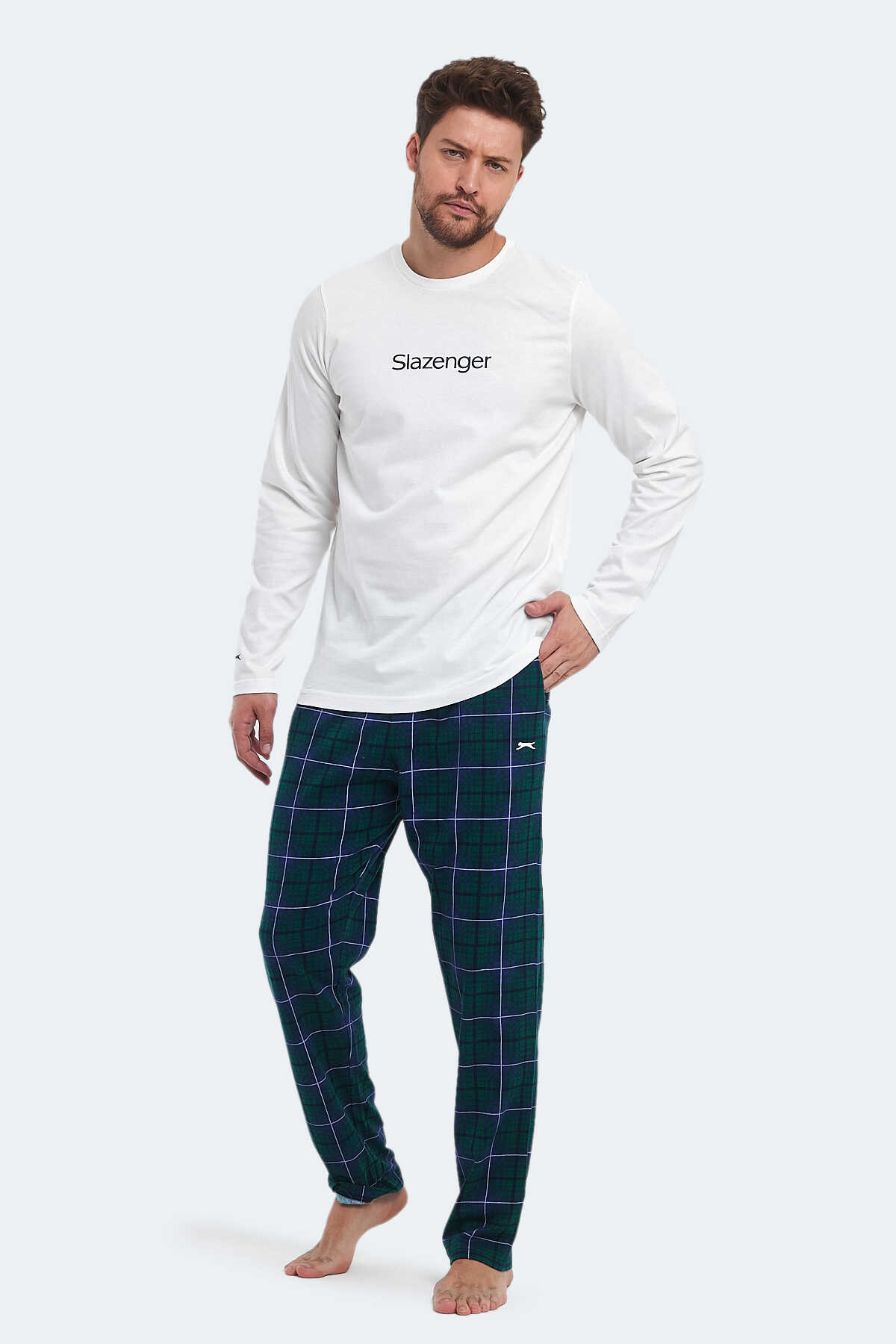 Slazenger - Slazenger PATRICK IN Erkek Pijama Beyaz