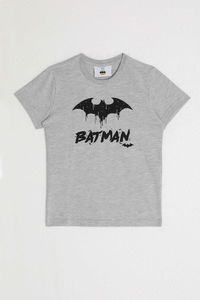 Batman - Batman L1578-2 Erkek Çocuk Gri Melanj Tişört