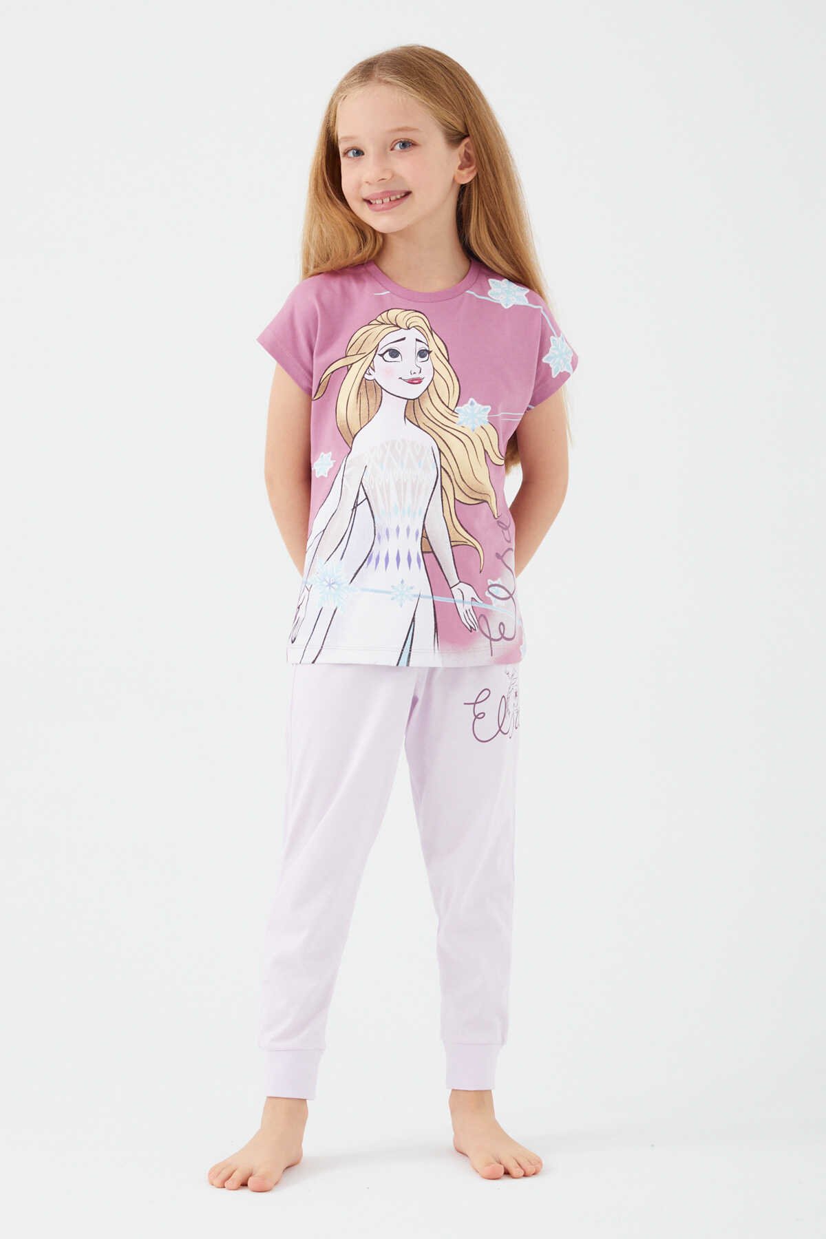 Frozen - Frozen D4768-3 Kız Çocuk Kısa Kol Pijama Takım Açık Leylak
