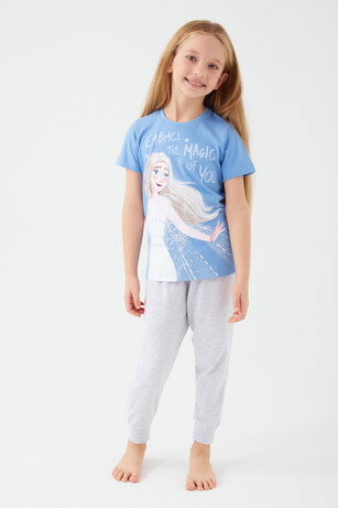 Frozen D4772-3 Kız Çocuk Indigo Pijama