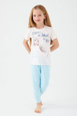 Frozen D4772-3 Kız Çocuk Vanilya Pijama