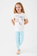 Frozen - Frozen D4772-3 Kız Çocuk Vanilya Pijama