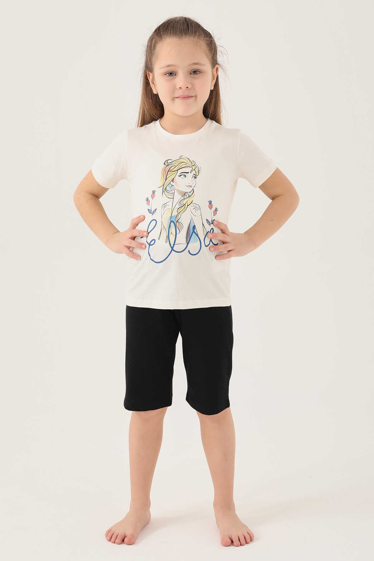 Frozen - Frozen D4803-2 Kız Çocuk Krem Pijama