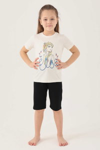 Frozen - Frozen D4803-2 Kız Çocuk Krem Pijama