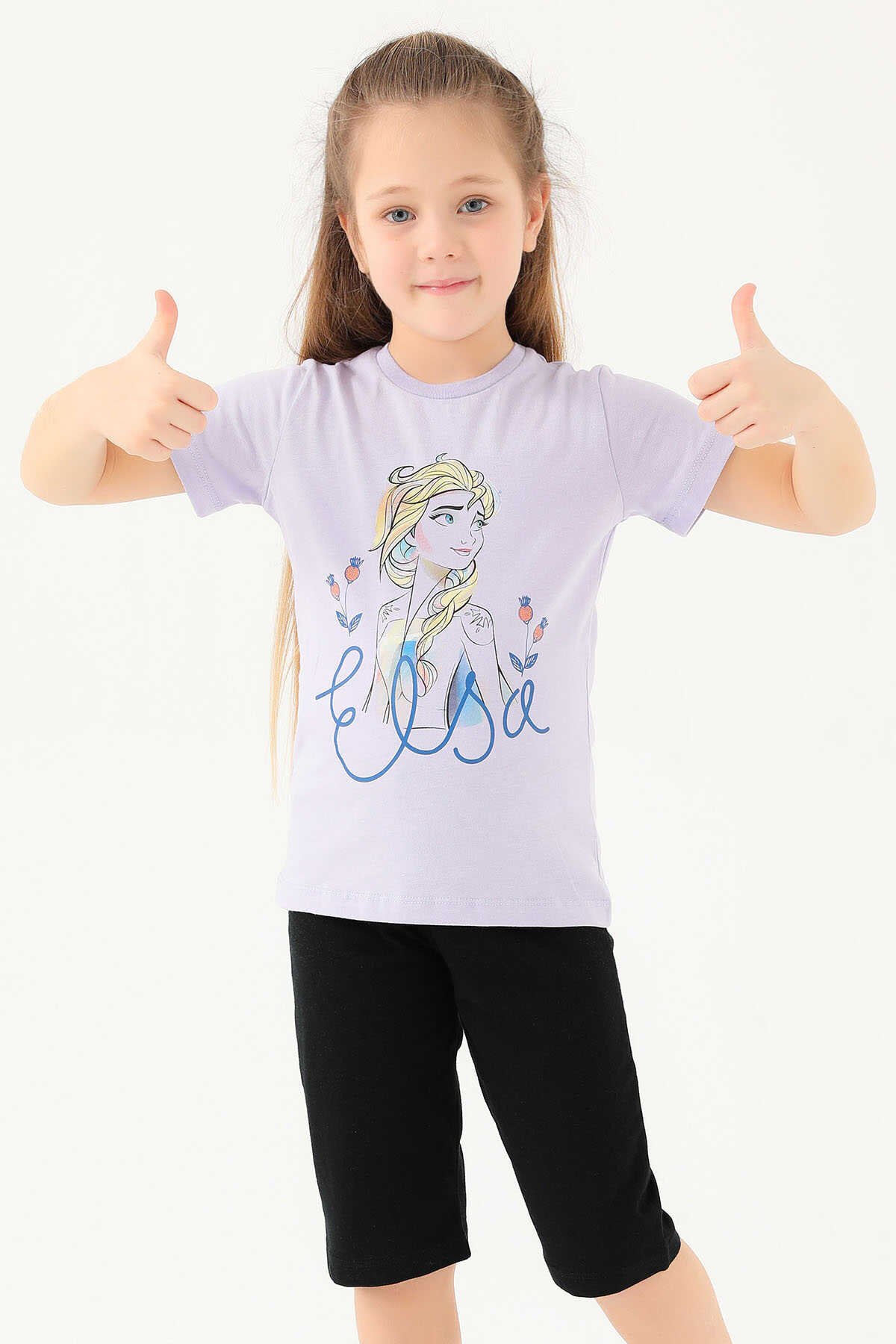 Frozen - Frozen D4803-2 Kız Çocuk Kısa Kol Pijama Takım Lila