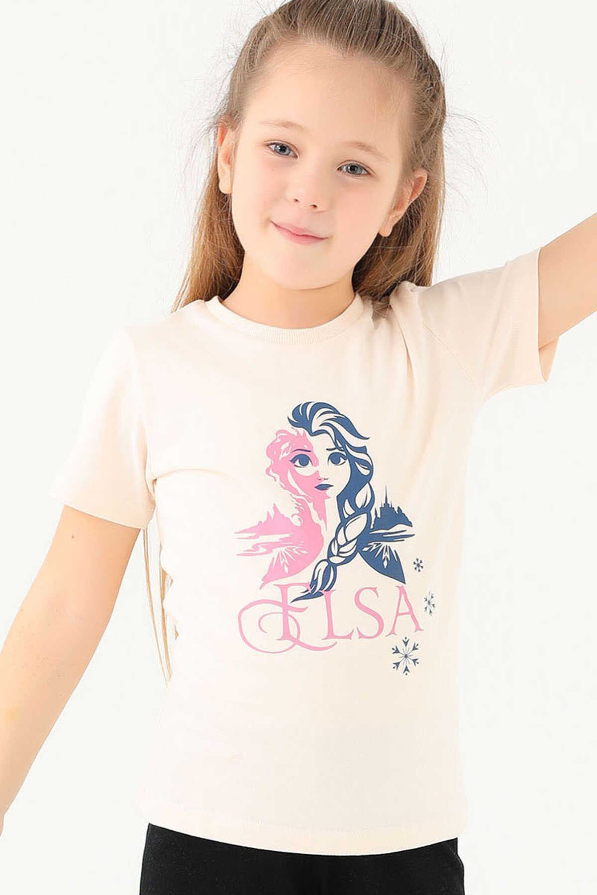 Frozen - Frozen D4804-2 Kız Çocuk T-Shirt Vanilya