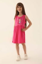 Frozen - Frozen D4867-3 Kız Çocuk Fuşya Elbise