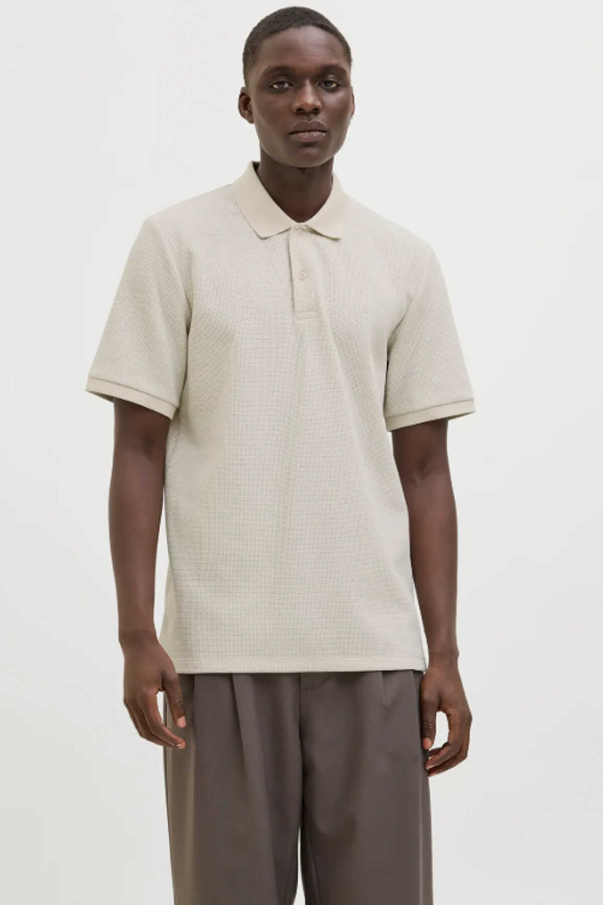 Jack & Jones - Jack & Jones JJEAUSTIN Erkek Ekru Tişört