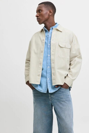 Jack & Jones JJEDOVER OVERSHIRT LS Erkek  Bej Gömlek 