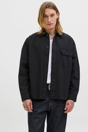 Jack & Jones JJEDOVER OVERSHIRT LS Erkek  Siyah Gömlek 