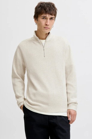 Jack & Jones JPRBLAMILANO STITCH Erkek Kırık Beyaz Sweatshırt