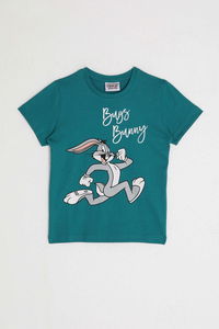 Looney Tunes - Looney Tunes L1582-2 Erkek Çocuk Ördek Yeşili Tişört