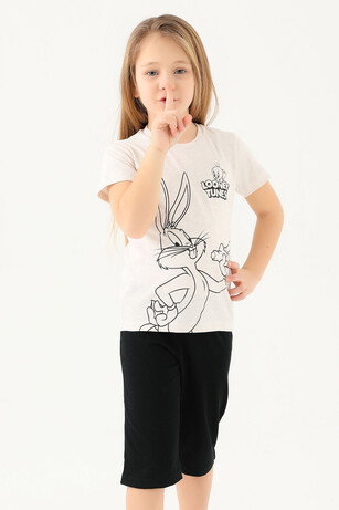Looney Tunes L1588-2 Kız Çocuk  Krem Melanj Tişört 
