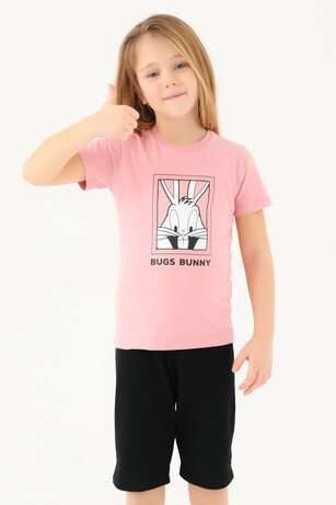 Looney Tunes L1589-2 Kız Çocuk  Gül Tişört 