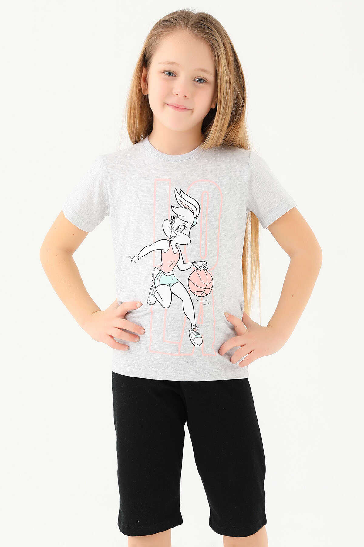 Looney Tunes - Looney Tunes L1590-2 Kız Çocuk Tişört Kar Melanj