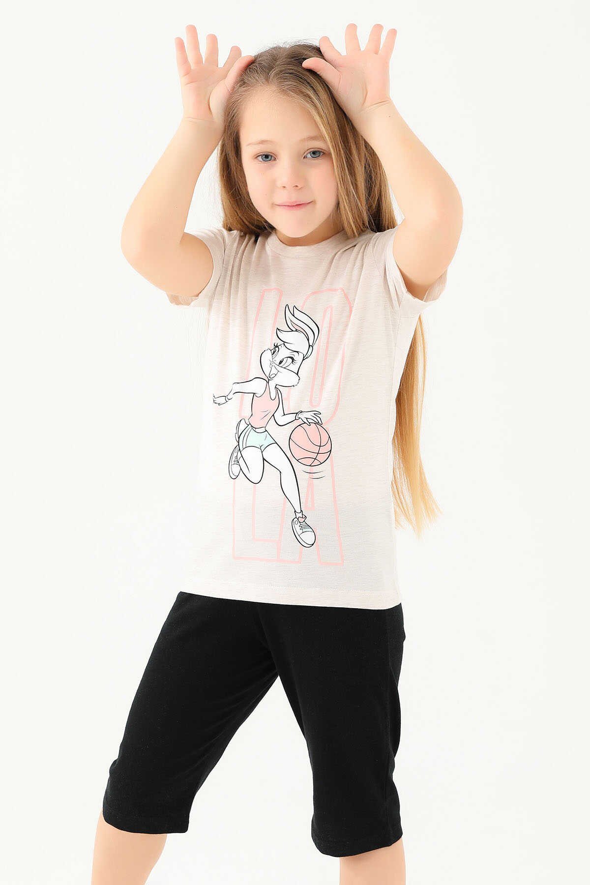 Looney Tunes - Looney Tunes L1590-2 Kız Çocuk T-Shirt Krem Melanj