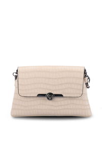 Merry Lane - Merry Lane TORINO KROKO Kadın Bej Omuz Çantası