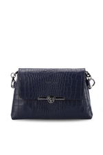 Merry Lane - Merry Lane TORINO KROKO Kadın Lacivert Omuz Çantası