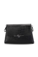 Merry Lane - Merry Lane TORINO KROKO Kadın Siyah Omuz Çantası