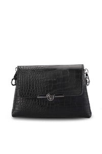 Merry Lane - Merry Lane TORINO KROKO Kadın Siyah Omuz Çantası