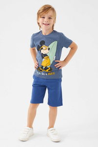 Mickey Mouse - Mickey Mouse D4785-3 Erkek Çocuk Lacivert Melanj Alt Üst Takım