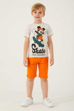 Mickey Mouse - Mickey Mouse D4786-3 Erkek Çocuk Bej Alt Üst Takım