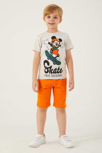 Mickey Mouse - Mickey Mouse D4786-3 Erkek Çocuk Bej Alt Üst Takım