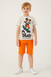 Mickey Mouse - Mickey Mouse D4786-3 Erkek Çocuk Bej Alt Üst Takım