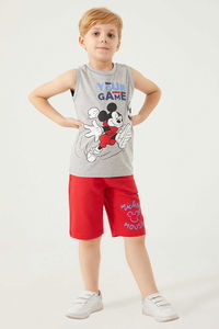 Mickey Mouse - Mickey Mouse D4787-3 Erkek Çocuk Gri Melanj Alt Üst Takım
