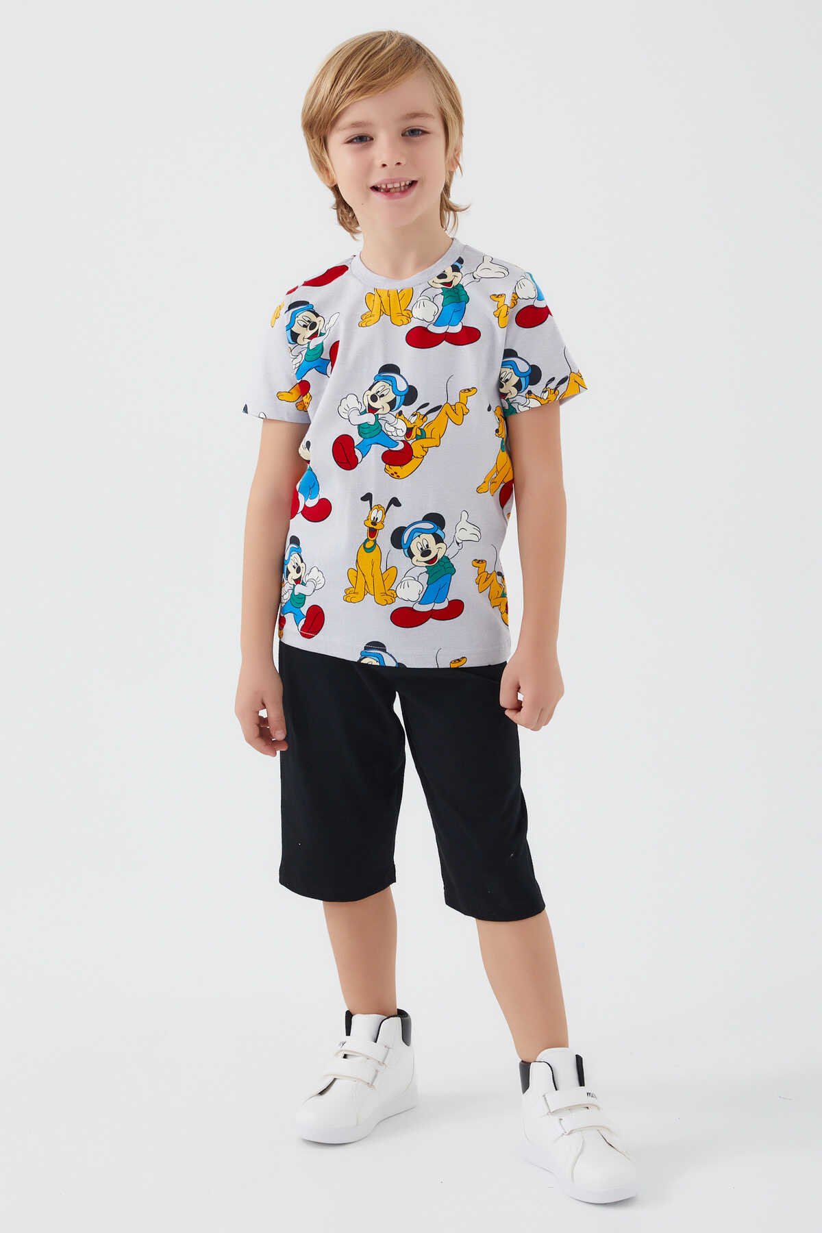Mickey Mouse - Mickey Mouse D4794-3 Erkek Çocuk Kapri Takım Gri