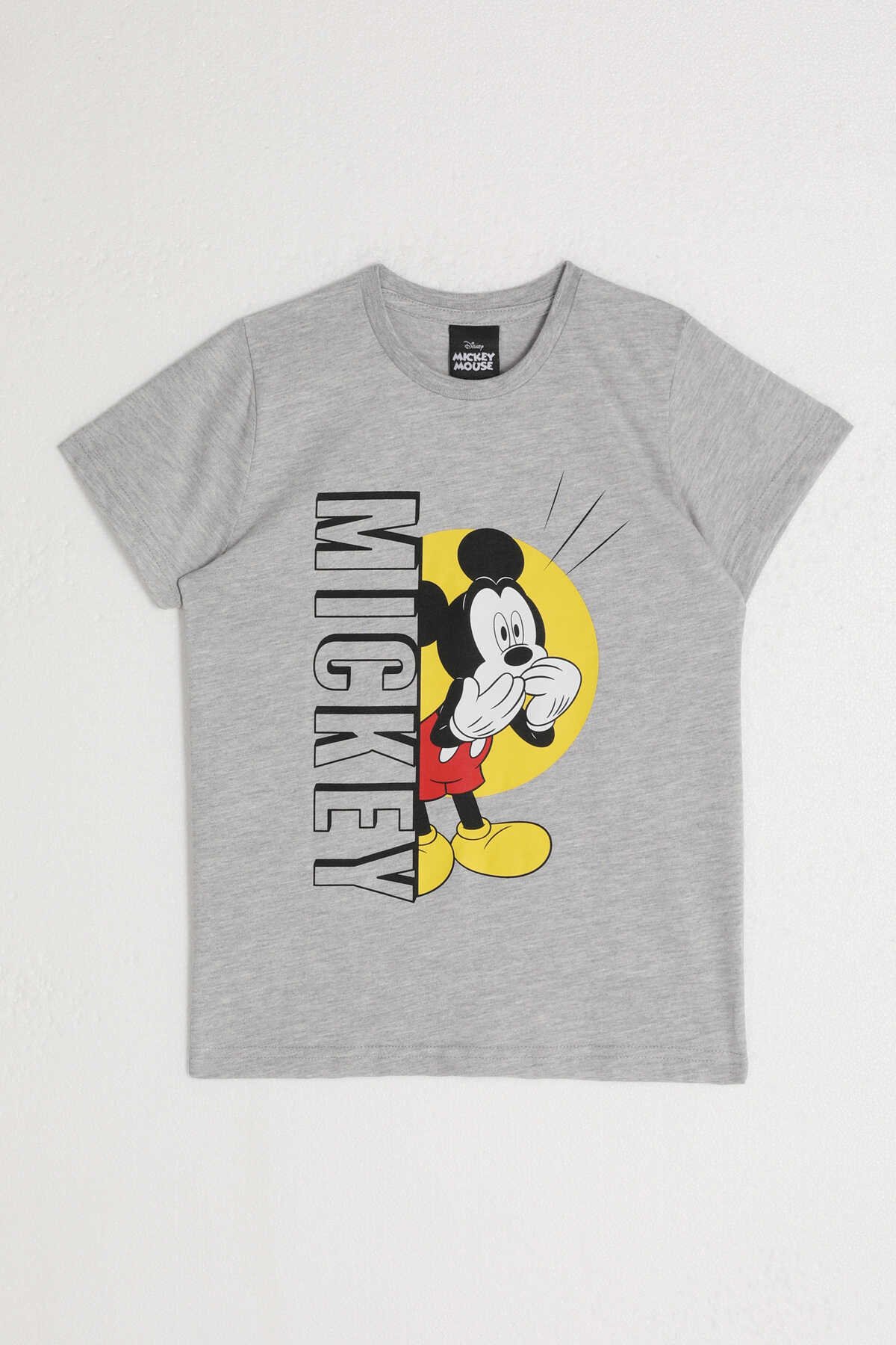 Mickey Mouse - Mickey Mouse D4798-2 Erkek Çocuk T-Shirt Gri Melanj