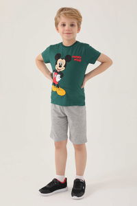 Mickey Mouse - Mickey Mouse D4799-2 Erkek Çocuk Koyu Yeşil Tişört