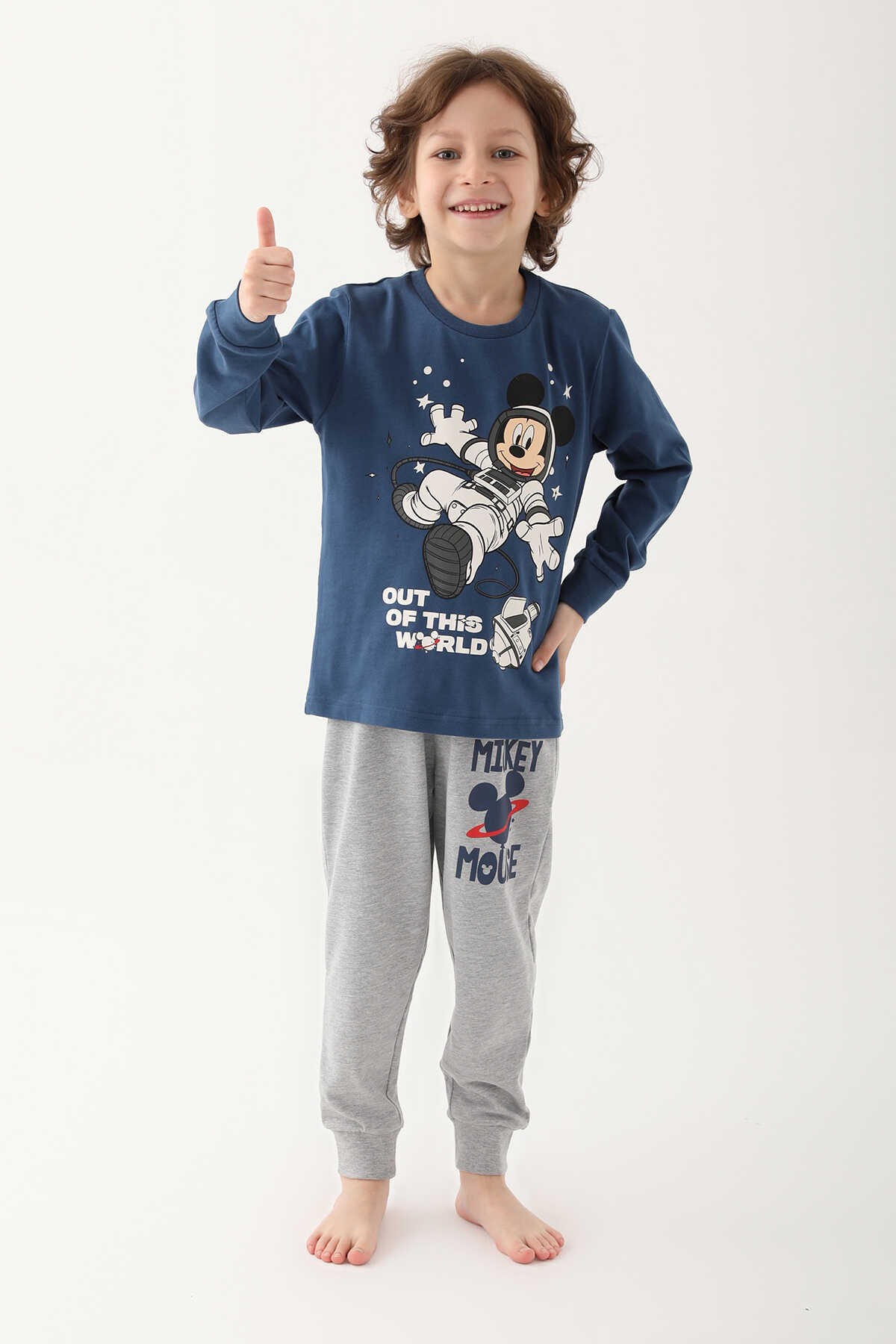 Mickey Mouse - Mickey Mouse D4821-3 Erkek Çocuk Koyu Indigo Pijama