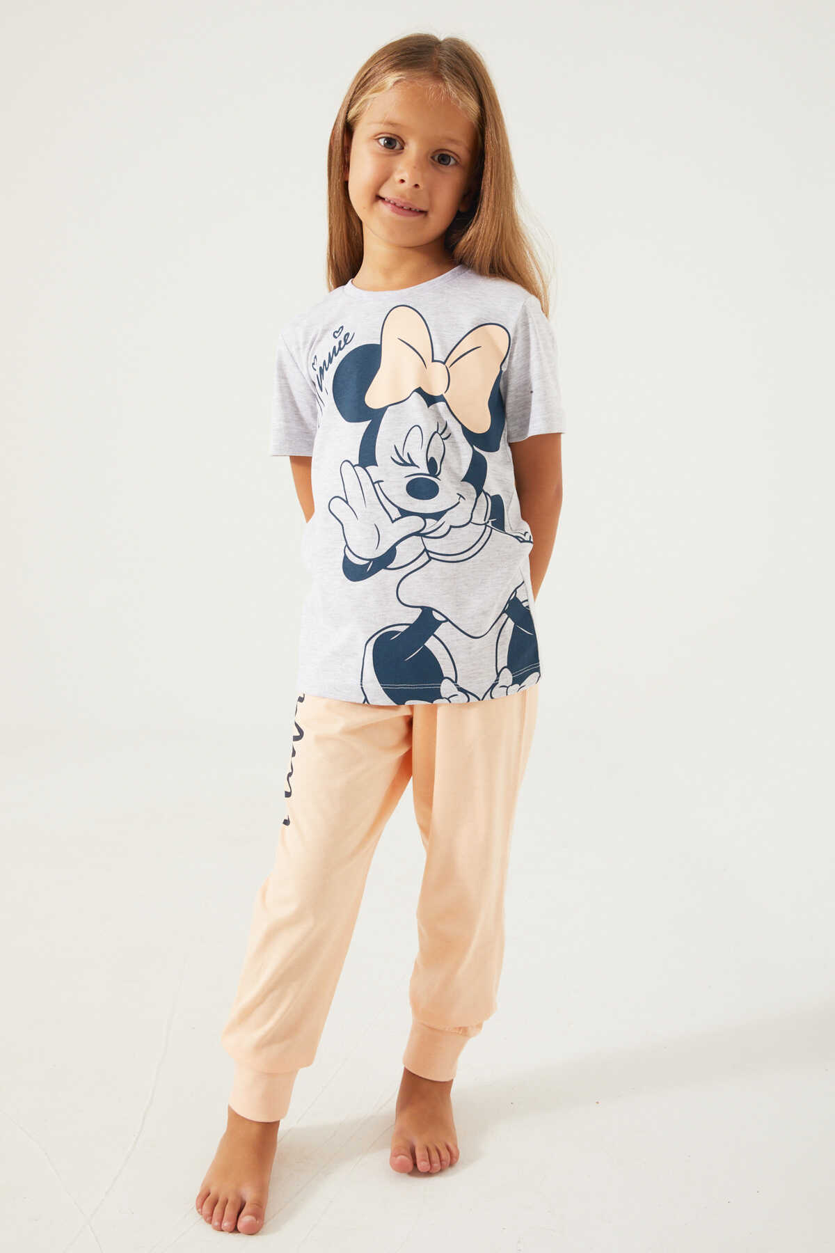 Minnie Mouse - Minnie Mouse D4781-3 Kız Çocuk Pijama Kar Melanj