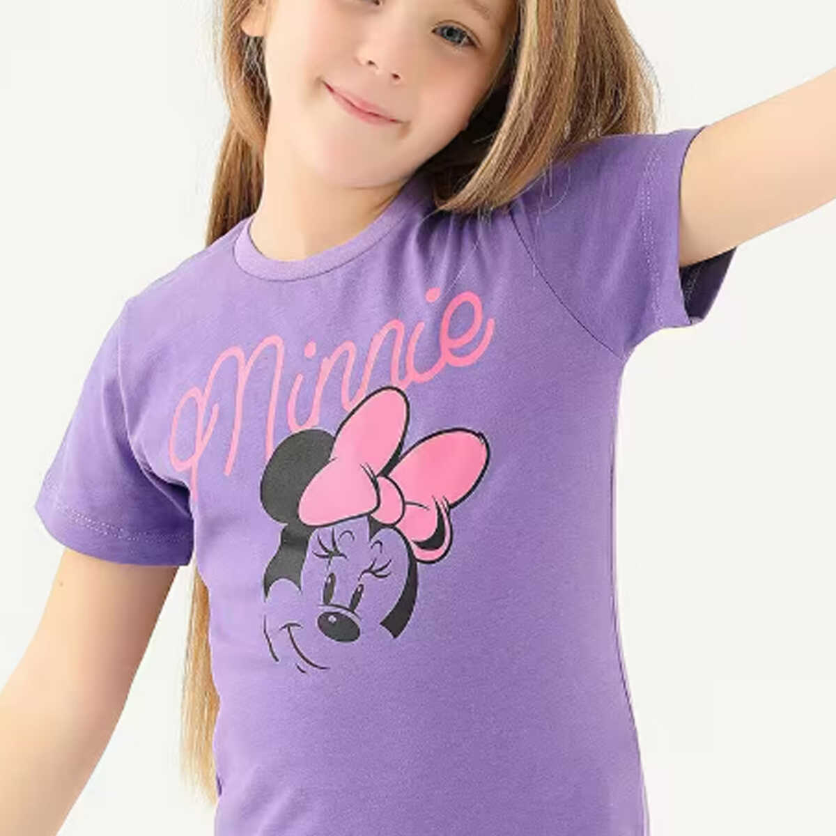 Minnie Mouse - Minnie Mouse D4805-2 Kız Çocuk Mor Tişört