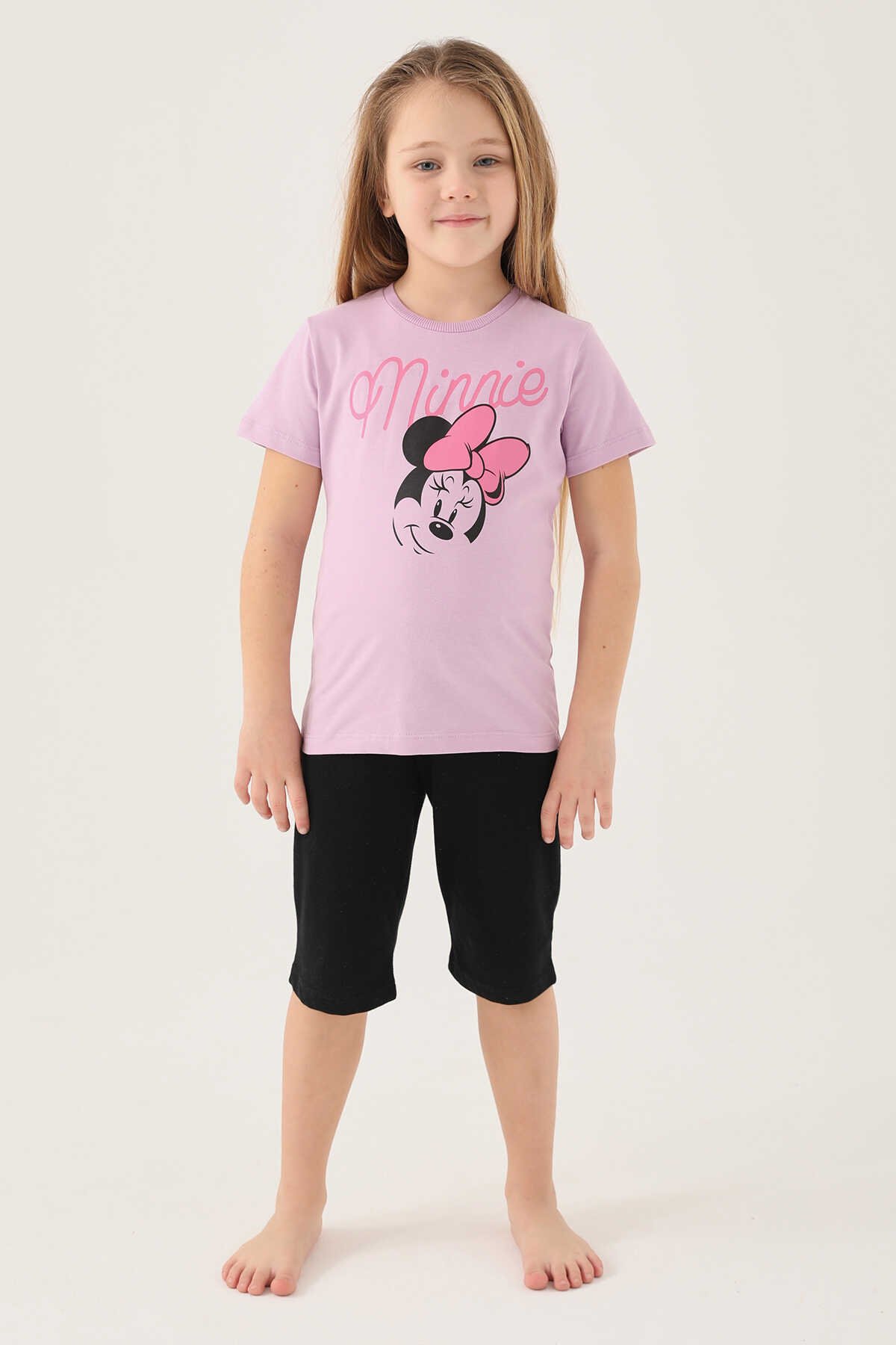 Minnie Mouse - Minnie Mouse D4805-2 Kız Çocuk T-Shirt Mor