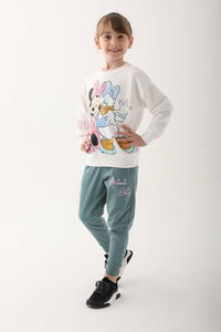 Minnie Mouse - Minnie Mouse D4815-3 Kız Çocuk Krem Eşofman Takımı