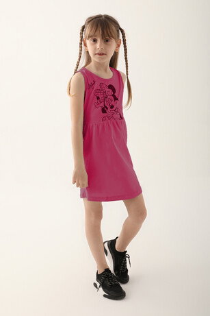 Minnie Mouse D4860-3 Kız Çocuk Fuşya Elbise