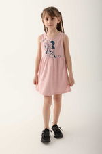 Minnie Mouse - Minnie Mouse D4860-3 Kız Çocuk Pembe Melanj Elbise Minnie Mouse - Minnie Mouse D4860-3 Kız Çocuk Pembe Melanj Elbise