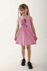 Minnie Mouse - Minnie Mouse D4860-3 Kız Çocuk Şeker Pembe Elbise