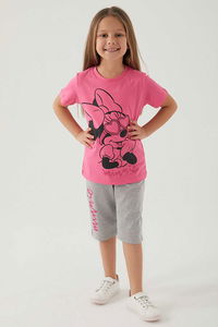 Minnie Mouse - Minnie Mouse D4866-3 Kız Çocuk Pamuk Şeker Alt Üst Takım