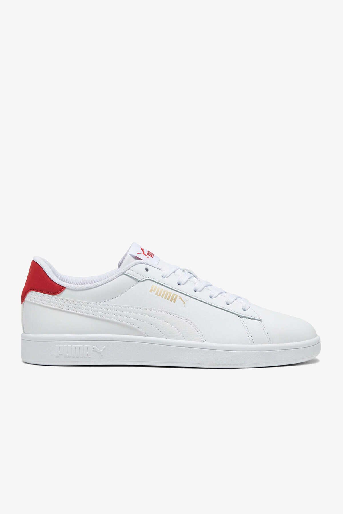 Puma - Puma Smash 3.0 L Erkek Sneaker Ayakkabı Beyaz / Kırmızı