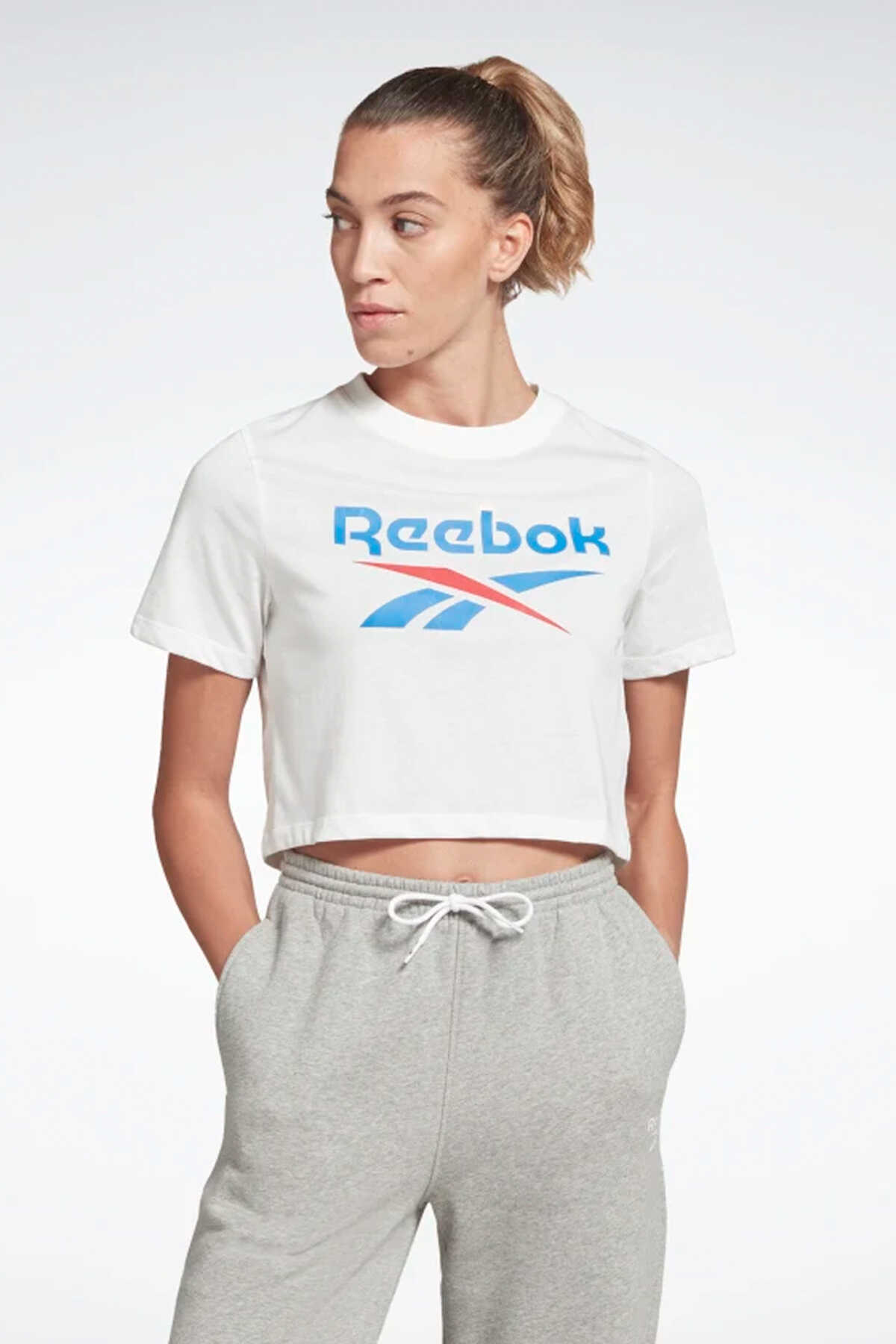 Reebok - Reebok BL Crop Tee Kadın Tişört Beyaz