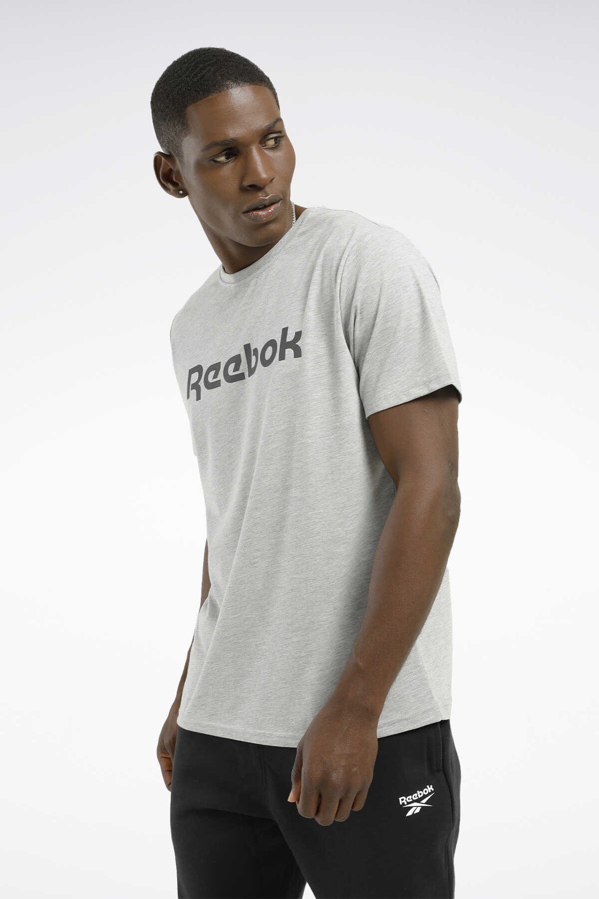 Reebok - Reebok Linear Re Erkek T-Shirt Gri_Melanj_0