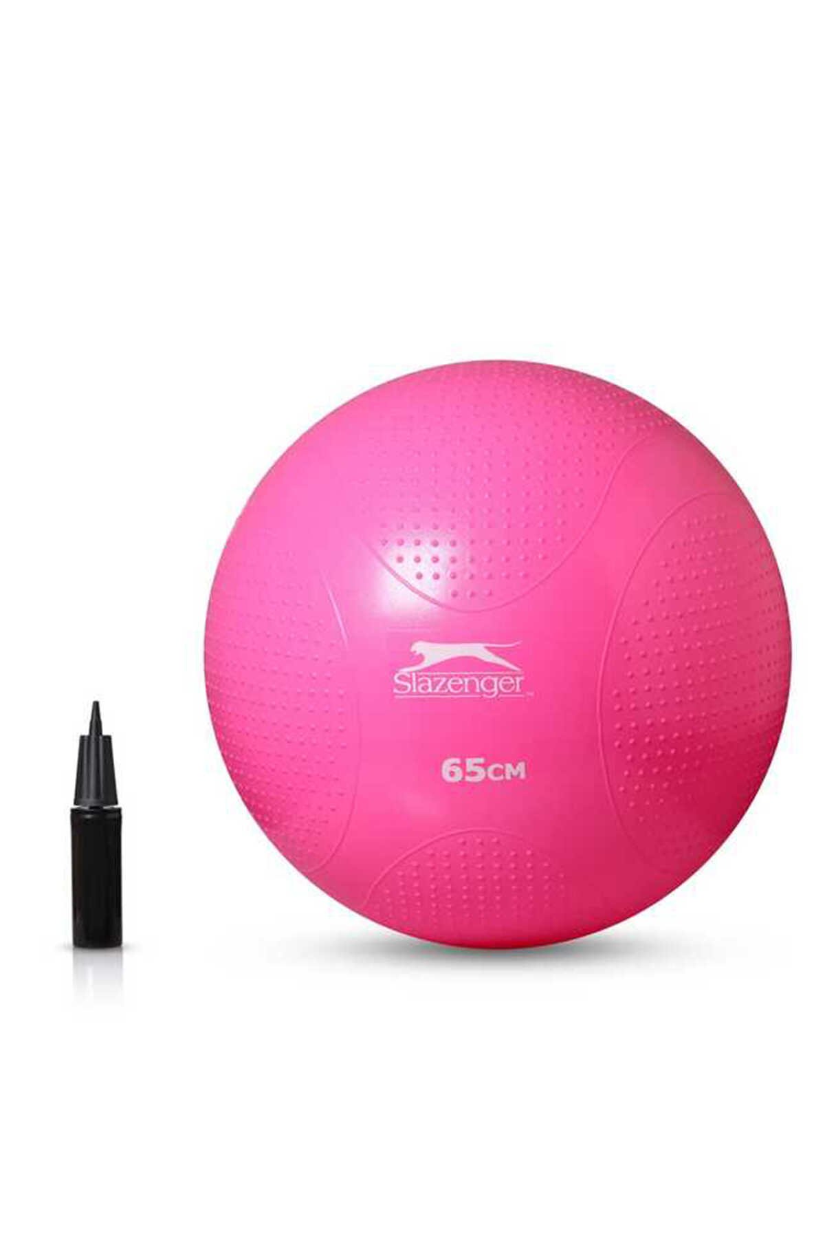 Slazenger - Slazenger 65 cm Anti-Burst Gymball (Pompa Dahil) Pilates Topu Fuşya